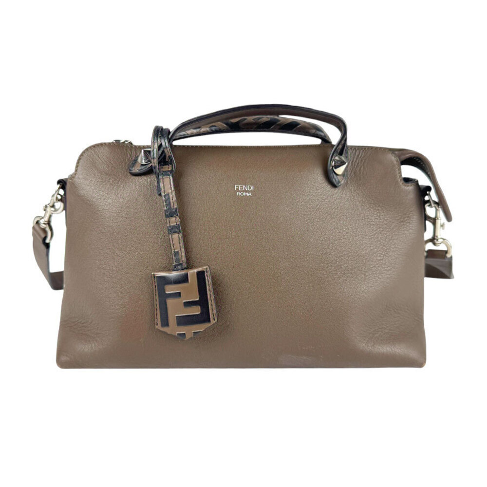 Fendi Zucca By the Way Leather Shoulder Bag Brown
